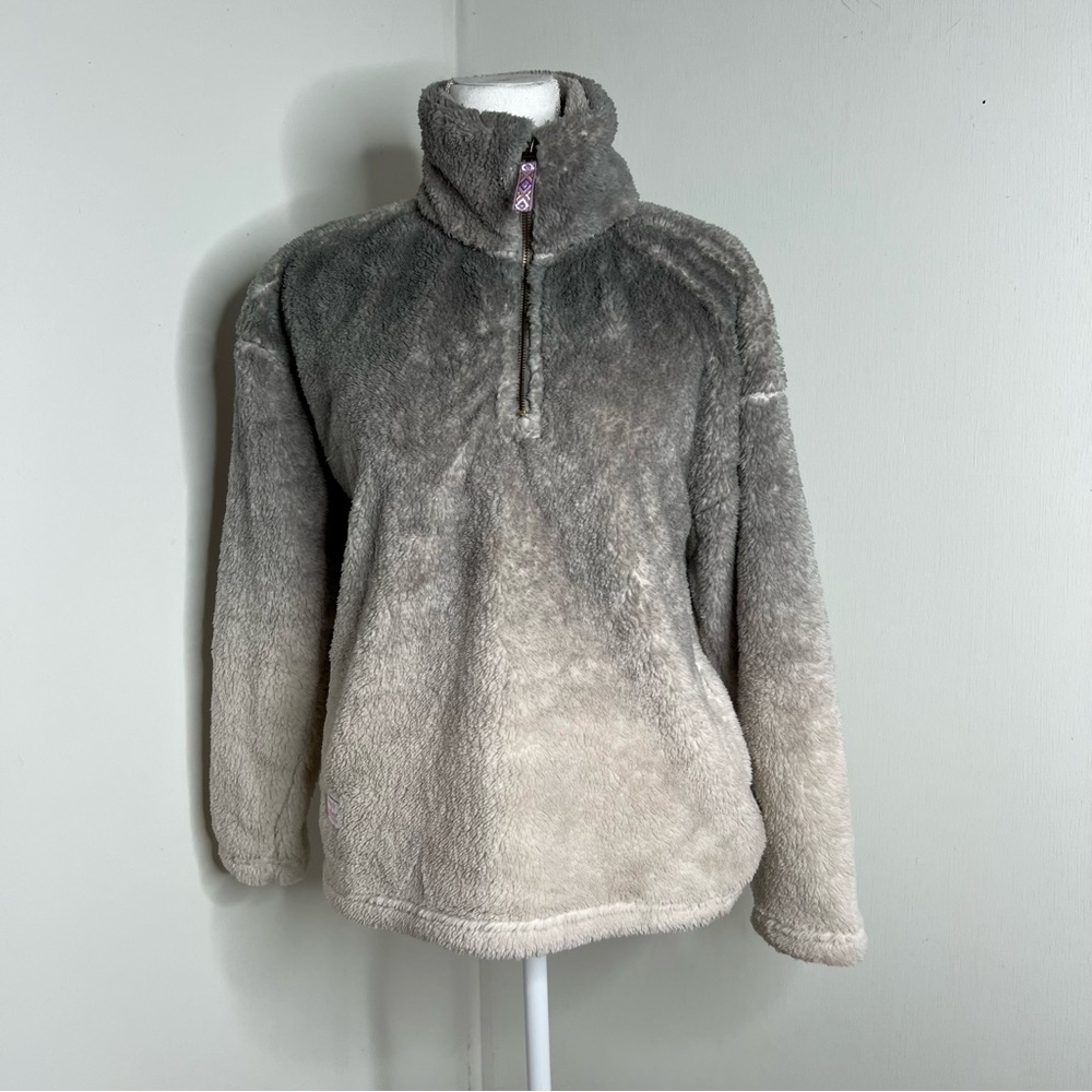 SIMPLY SOUTHERN Classic Ombré Grey Sherpa Long Sleeve Sweatshirt Size M